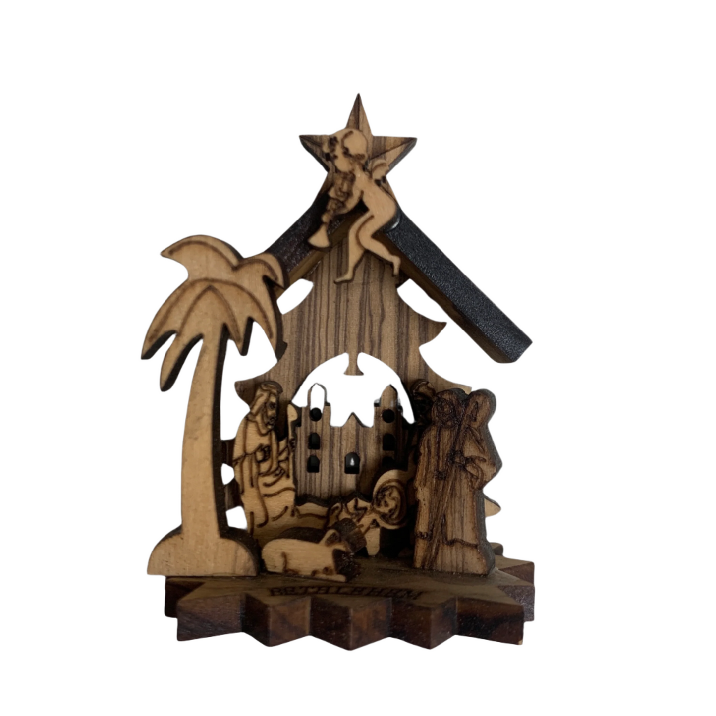 Carved Olive Wood Nativity Scene