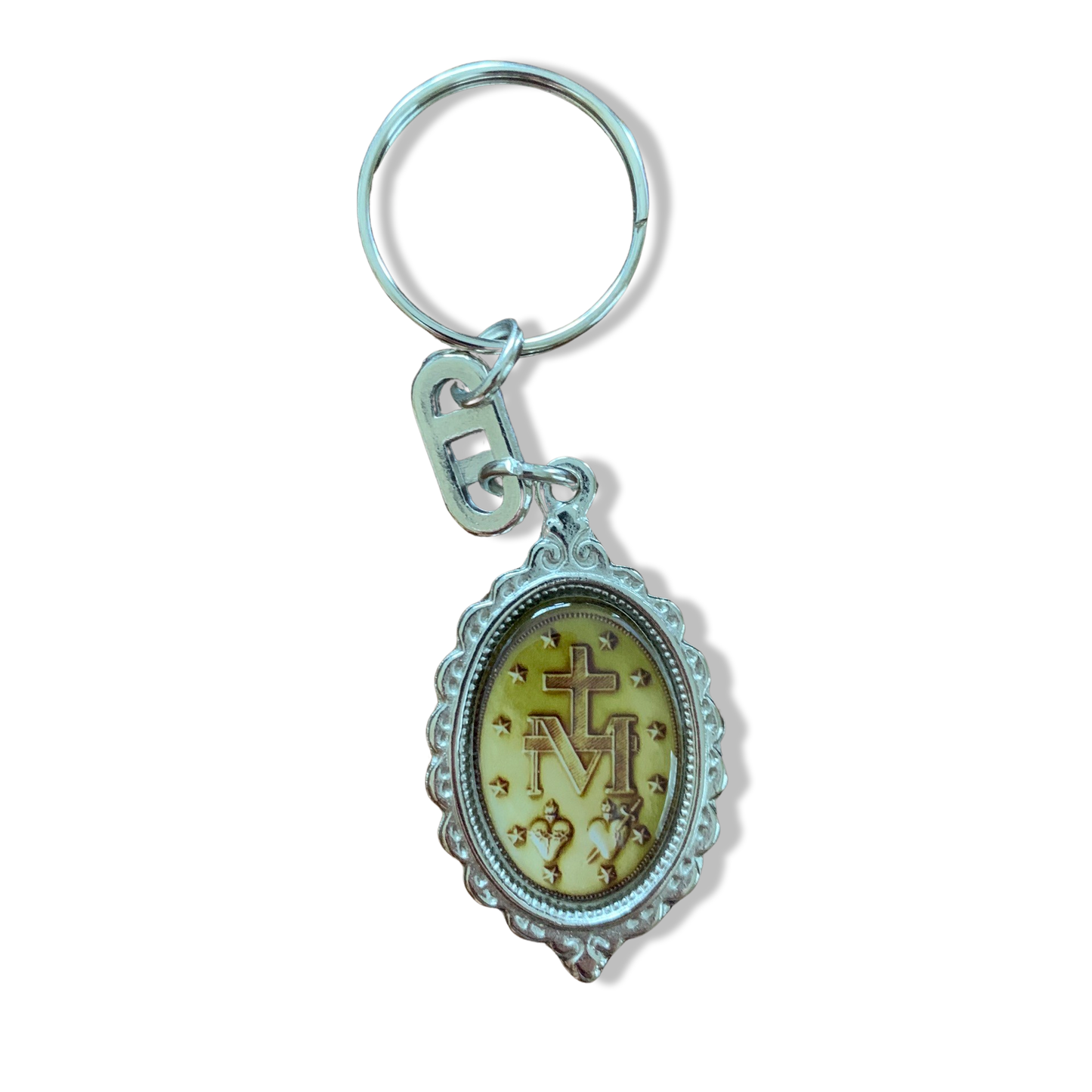 Colored Oval Miraculous Medal Keychain