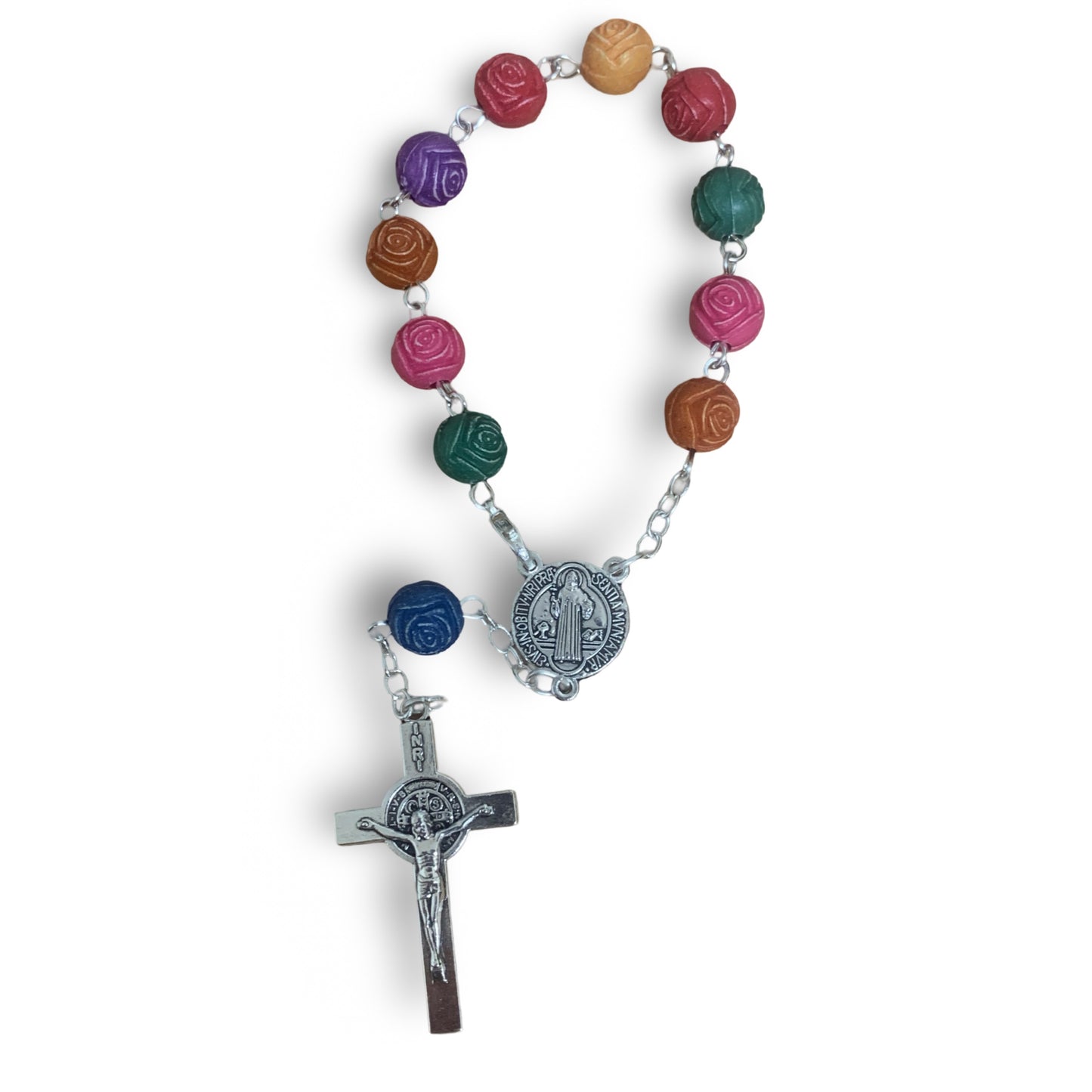 Colored St. Benedict Rose Bead Decade Rosary