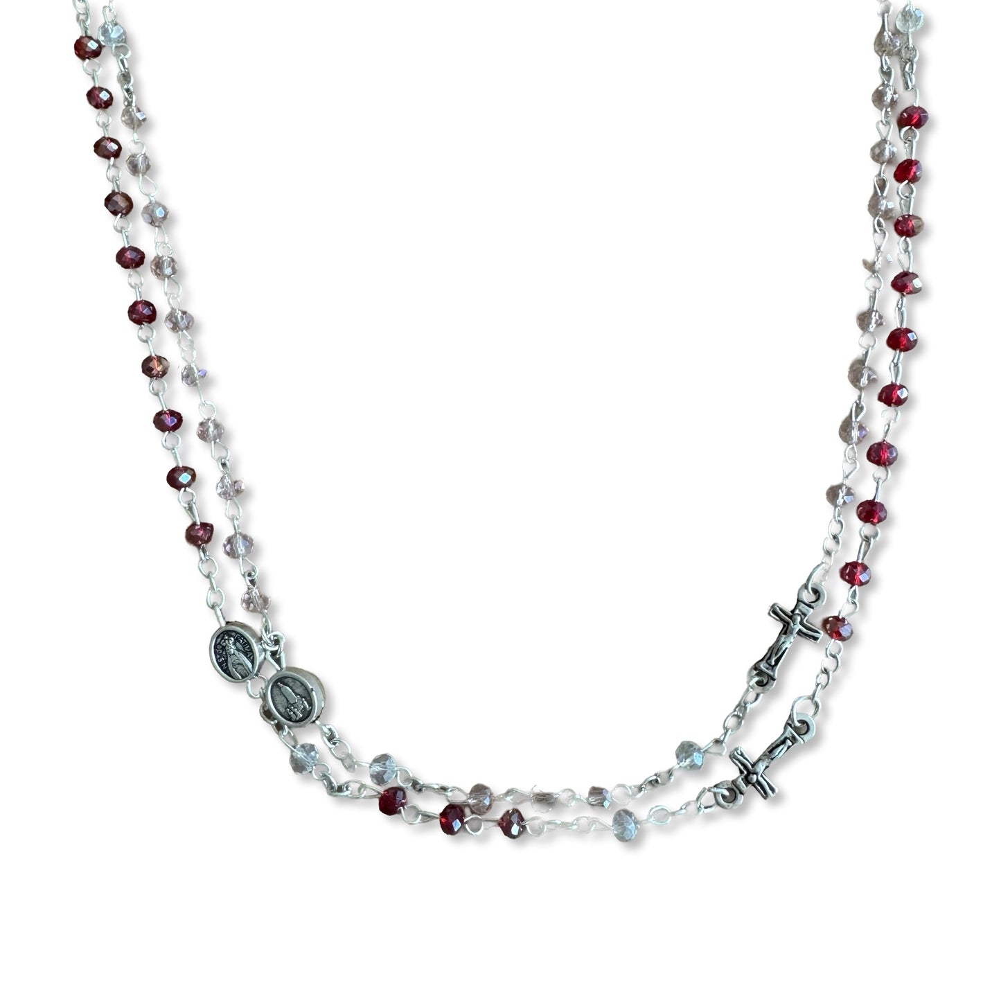 Crystal Fatima Rosary Necklace with Clasp of Assorted Colors