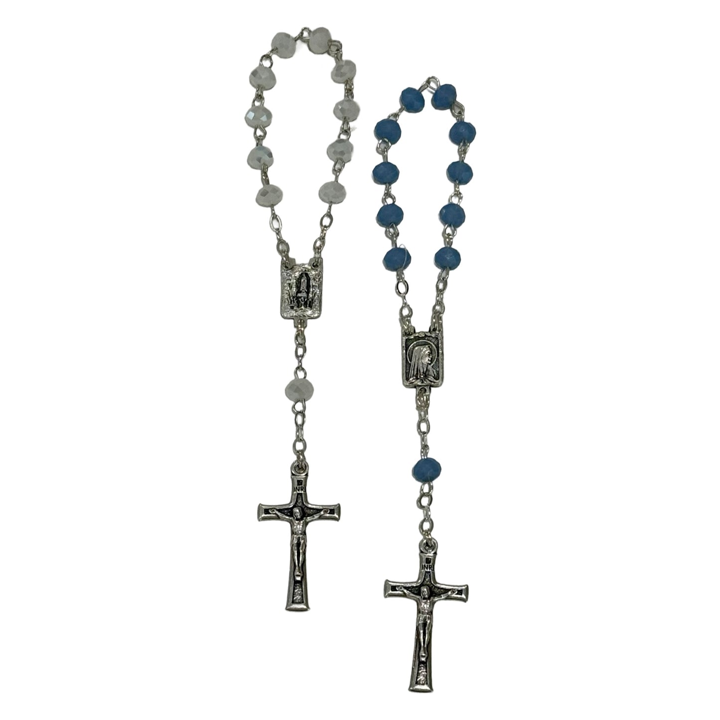 Crystal Lourdes Decade Rosary with Holy Card