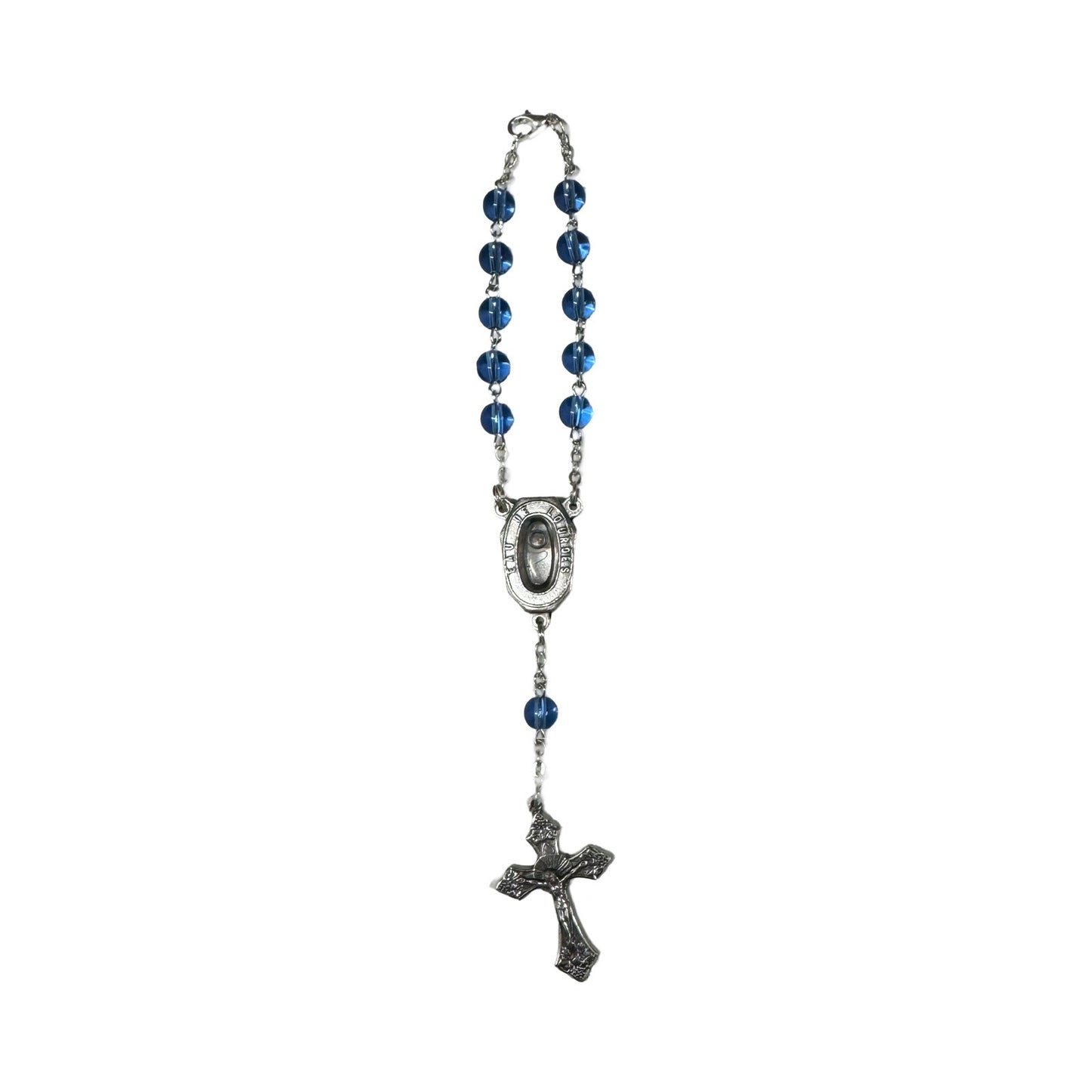 Crystal Lourdes Decade Rosary with Water