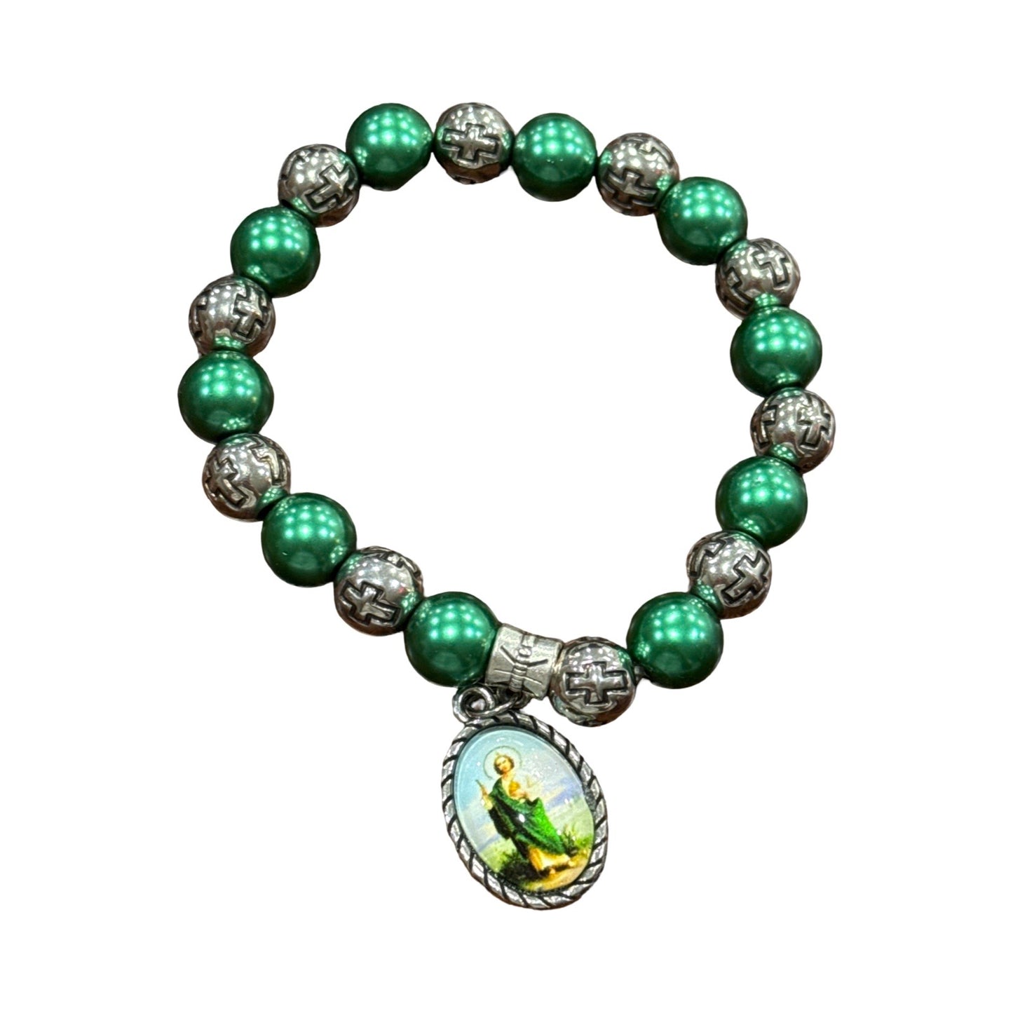 St. Jude Round Cross Bead Bracelet