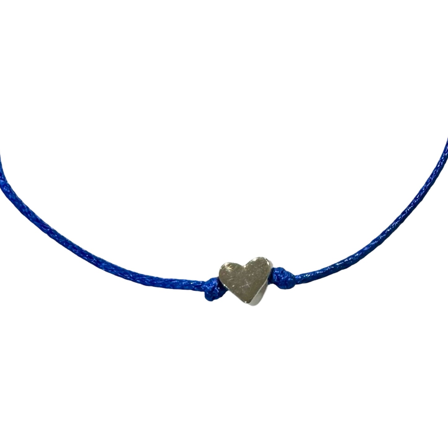 Adjustable String and Silver Heart Bracelet of Assorted Colors