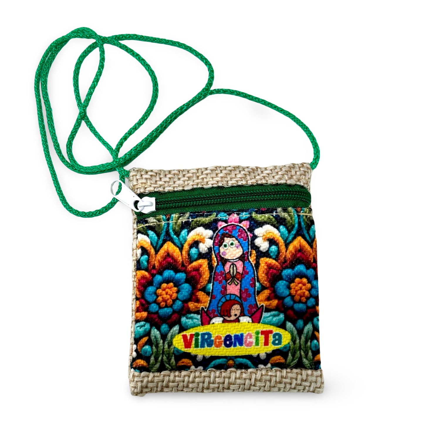 "Virgencita" Guadalupe Mini Shoulder Bag with Zipper