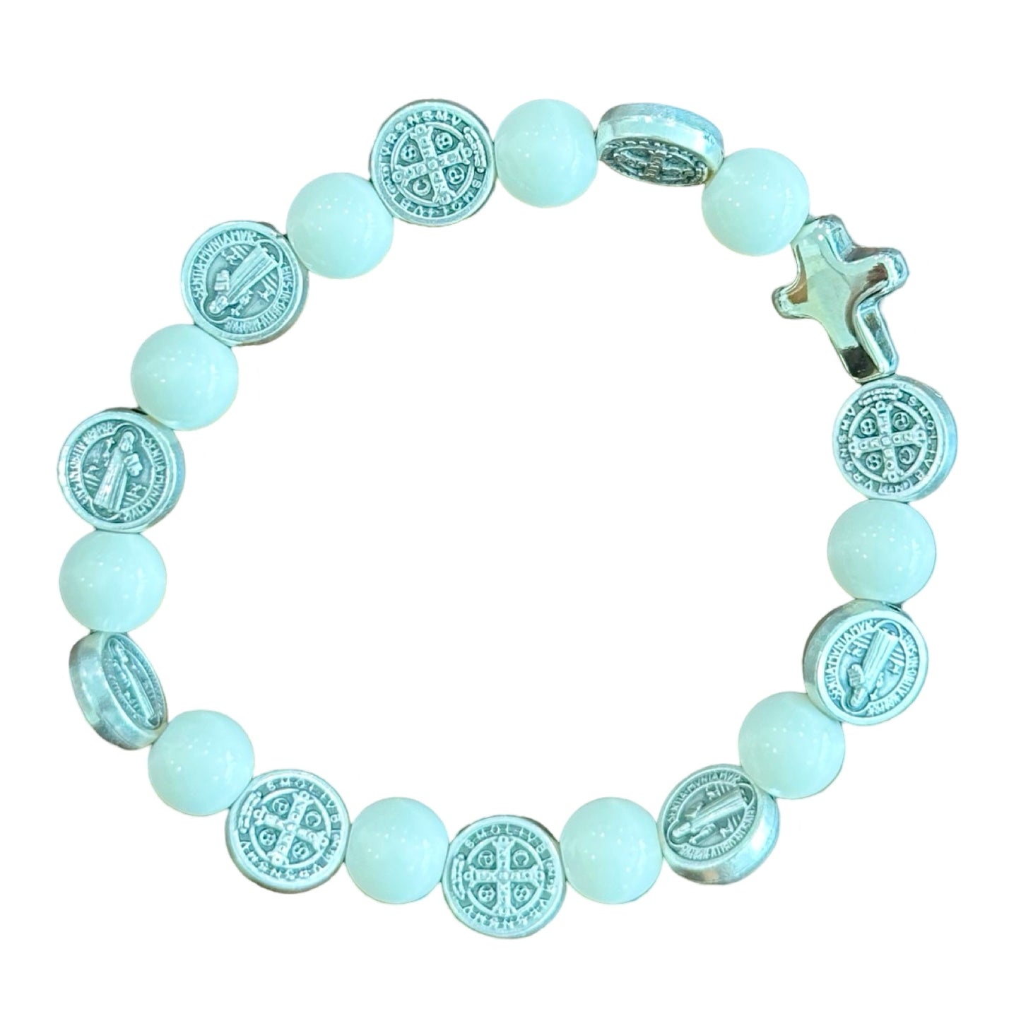 Marble St. Benedict Decade Rosary Bracelet