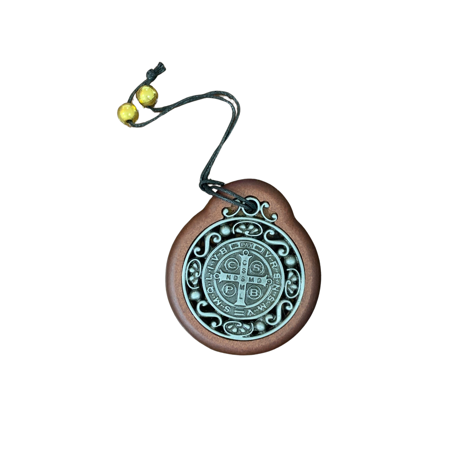 Dark Wood Hanging St. Benedict Medal