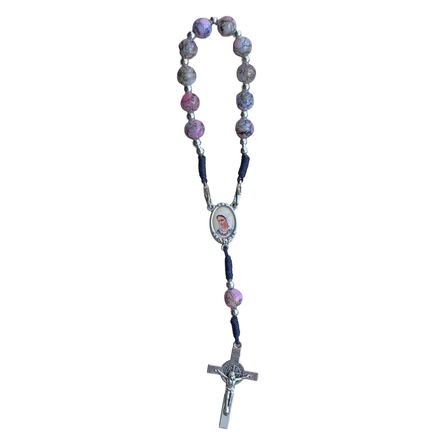 Marble Queen of Peace Cord Decade Rosary of Assorted Colors