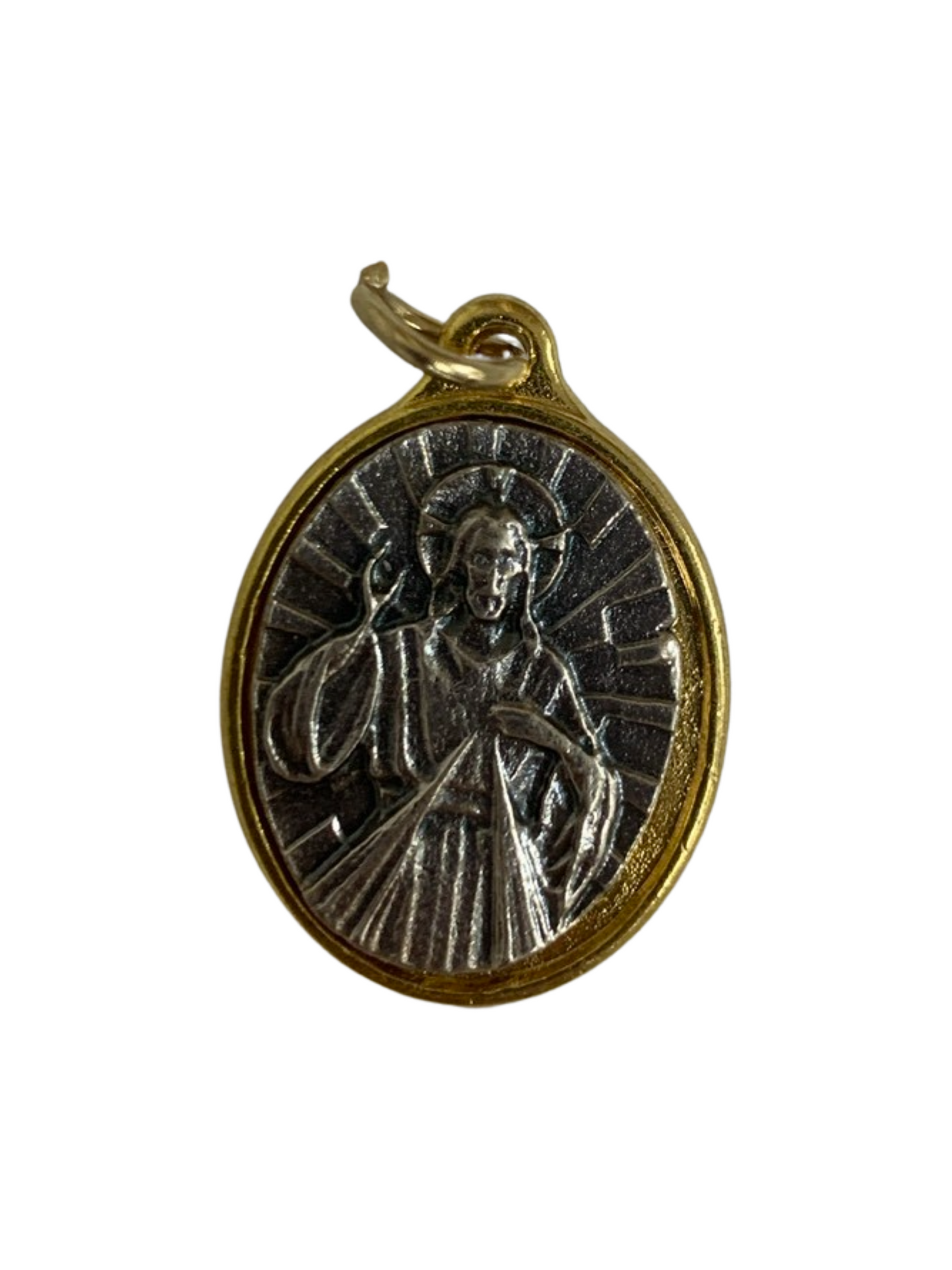 Divine Mercy with Gold Border Medal