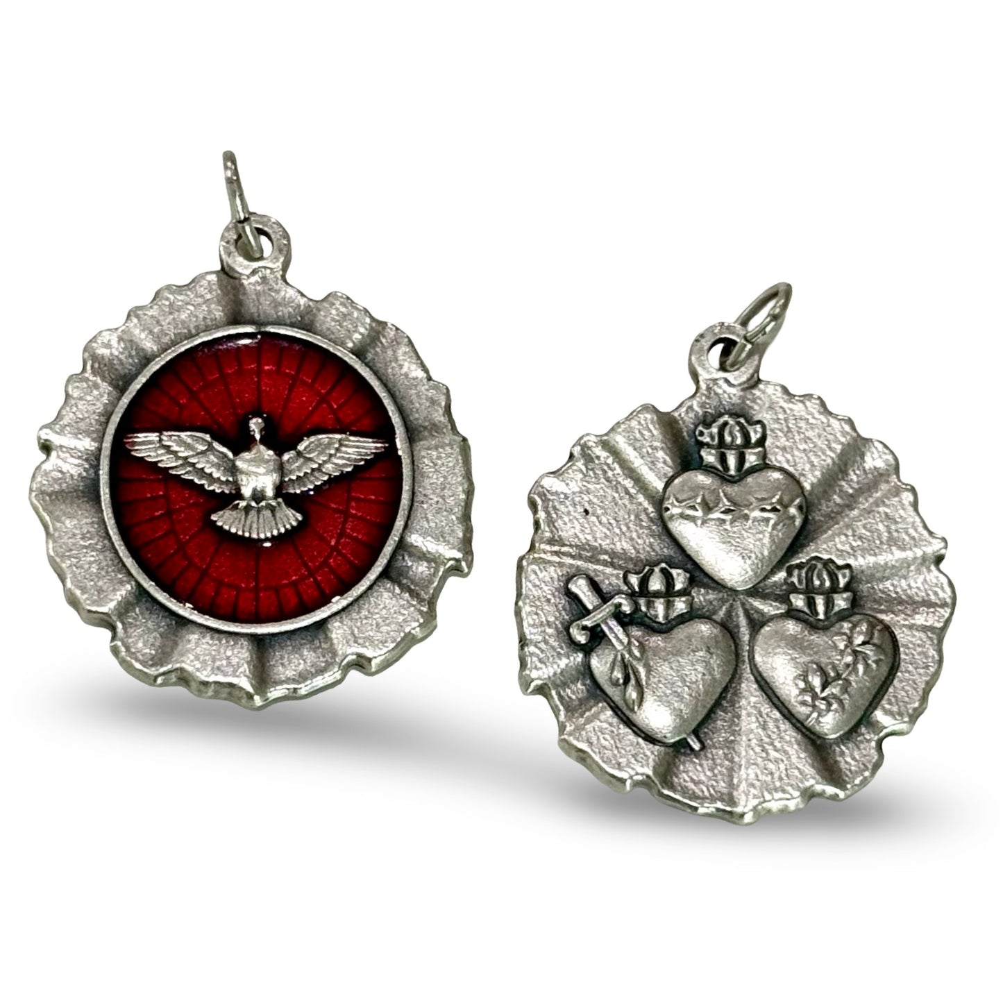 Large Three Hearts and Holy Spirit Medal