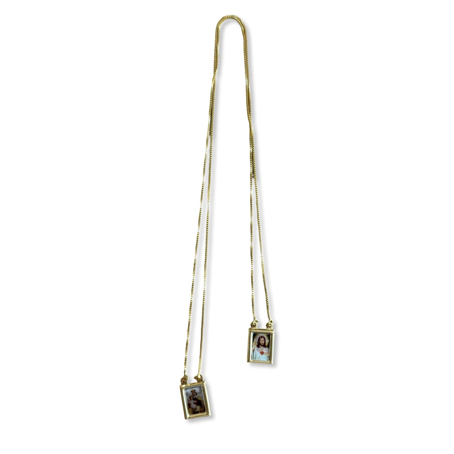 Gold Rectangular Colored Scapular Necklace
