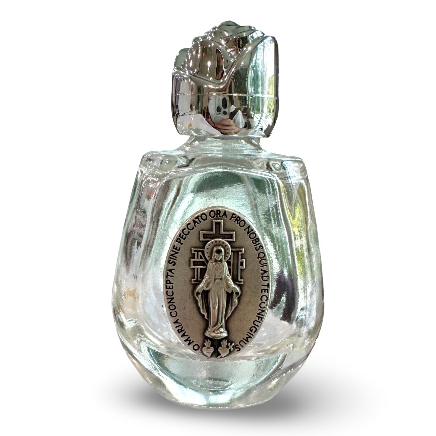 Miraculous Medal Glass Holy Water Bottle