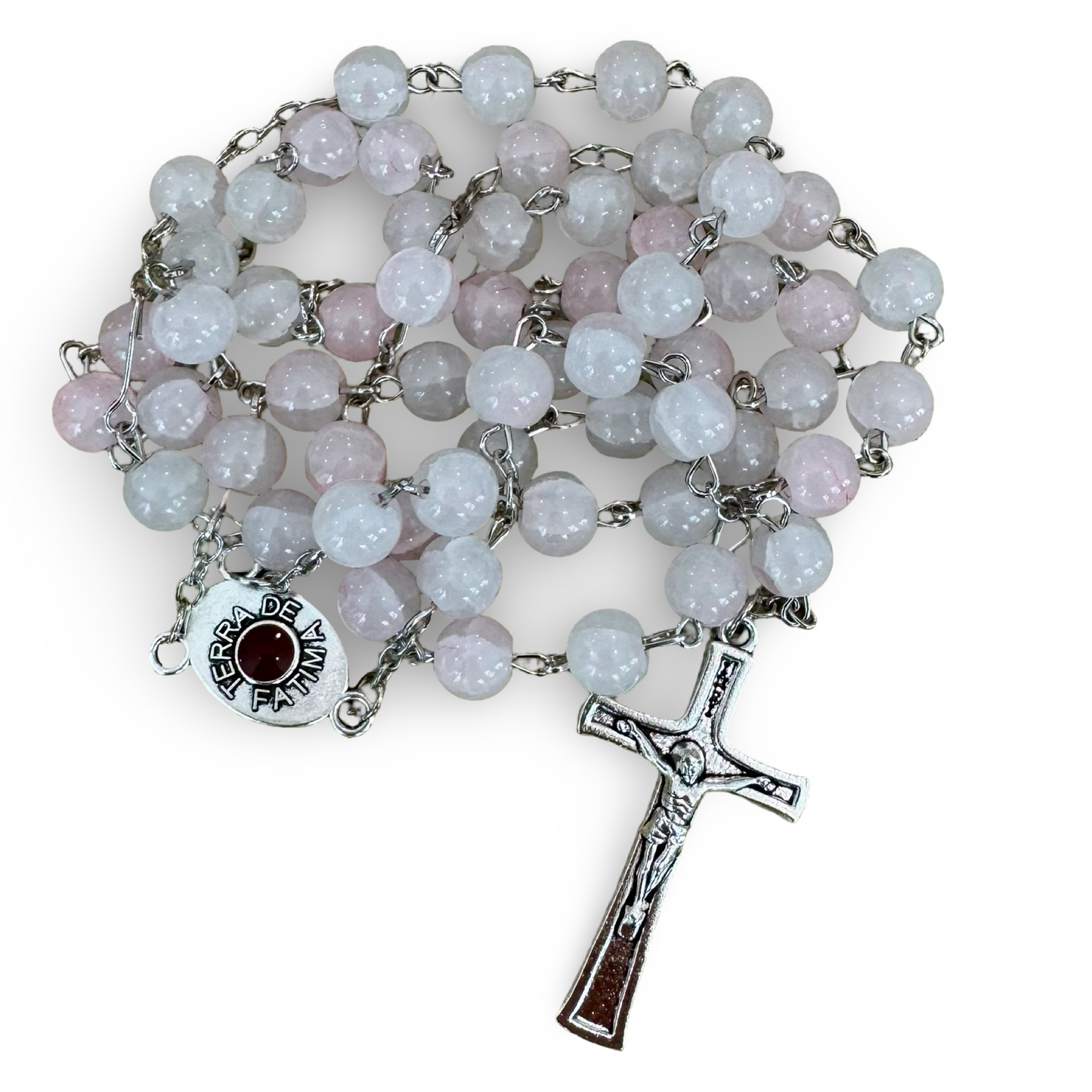 Large Crystal Rosary with Soil from Fatima