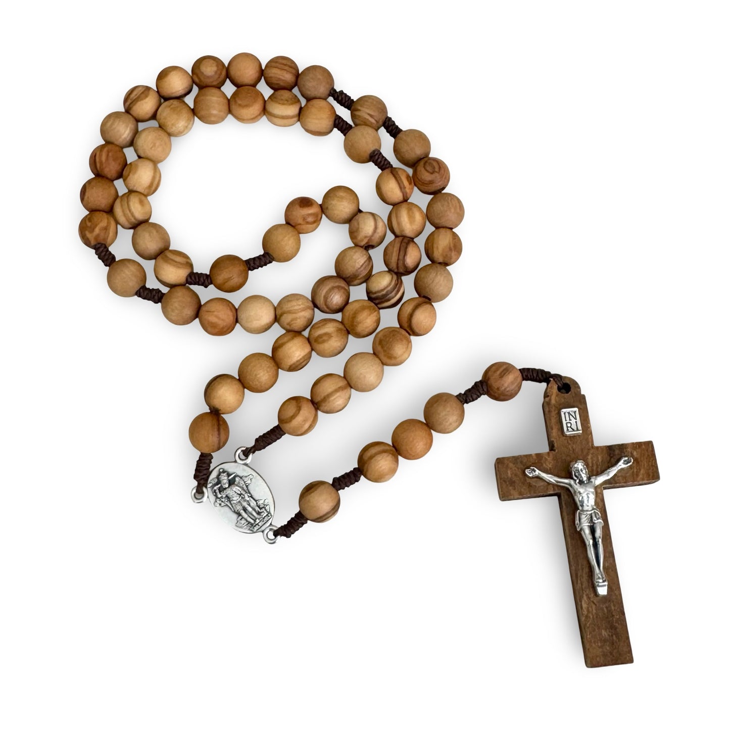 Wooden Rosary with St. Michael Stone