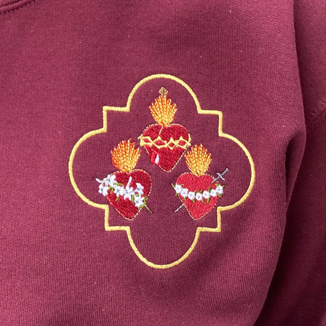 Jesus, Mary, and Joseph Embroidered Crewneck Sweater by SCTJM