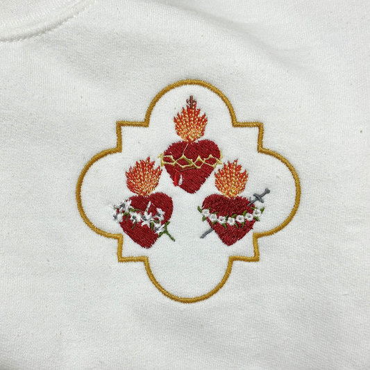 Jesus, Mary, and Joseph Embroidered Crewneck Sweater by SCTJM