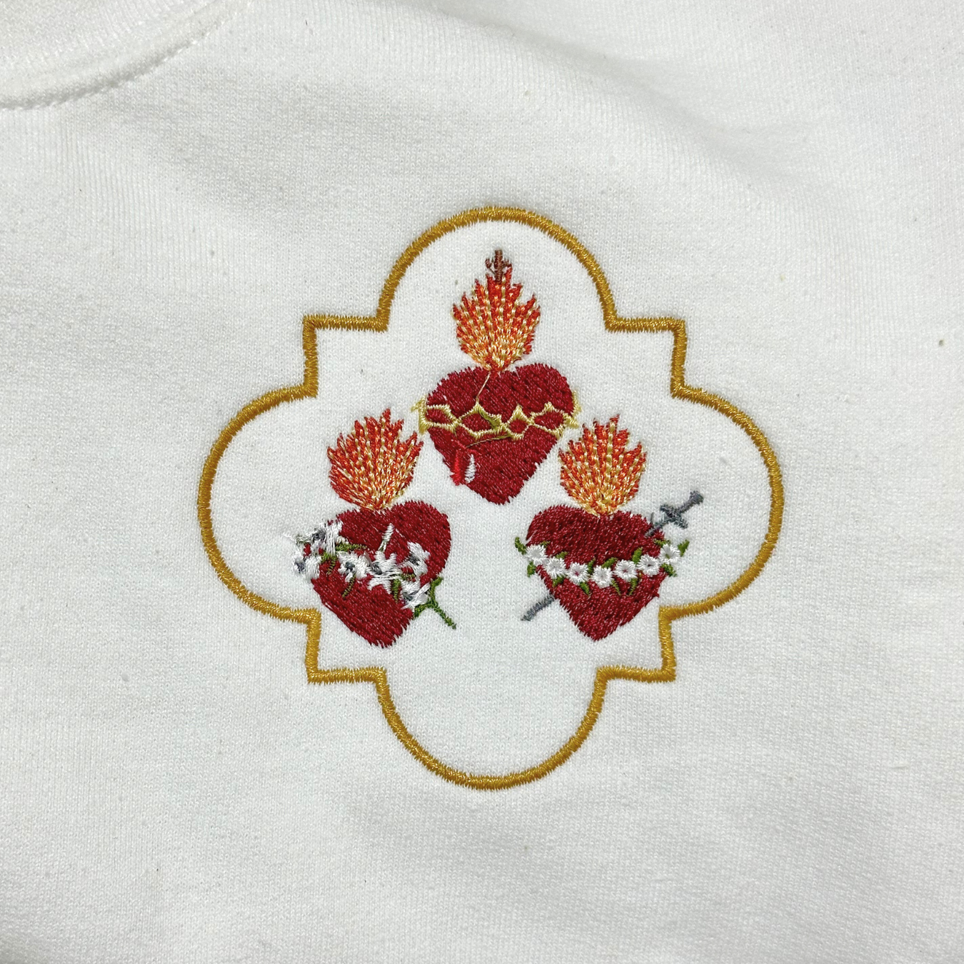 Jesus, Mary, and Joseph Embroidered Crewneck Sweater by SCTJM