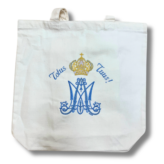 Embroidered Totus Tuus Canvas Bag by SCTJM