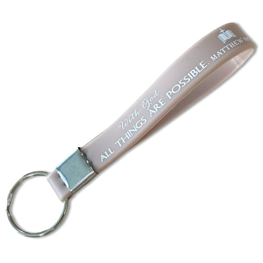 “With God all things are possible” Silicone Bible Verse Keychain