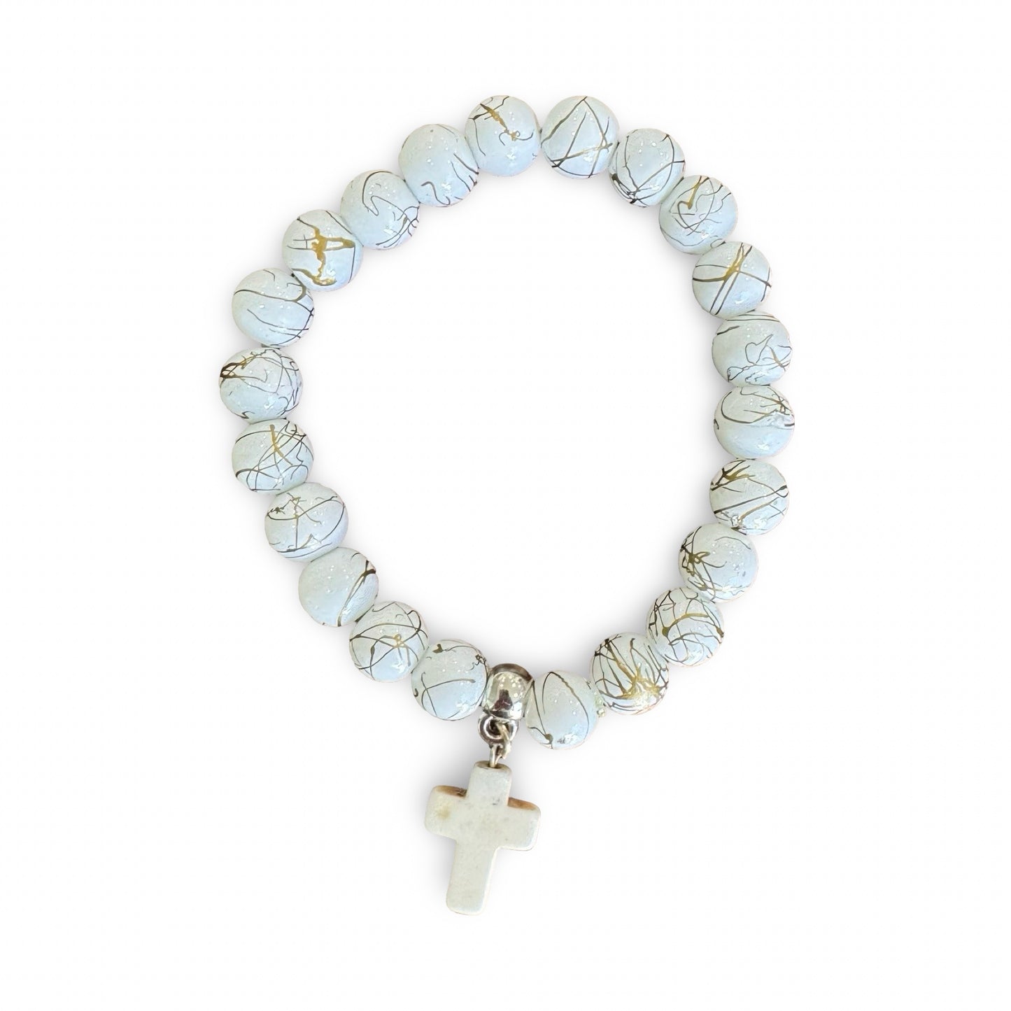 Large Beaded Fatima Bracelet with Cross