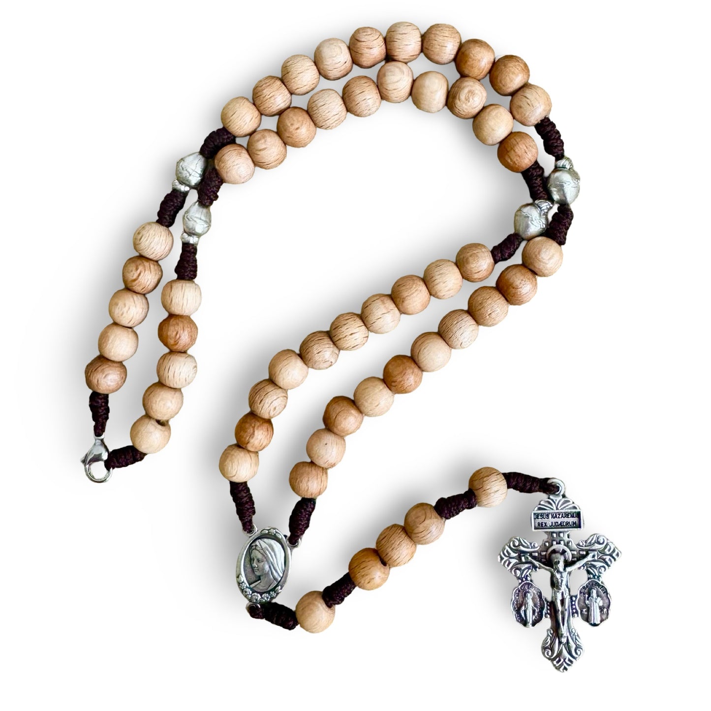Sacred Heart Wooden Rosary with Pardon Crucifix