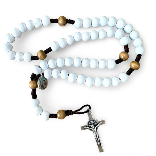 Colored, Wooden Queen of Peace Cord Rosary