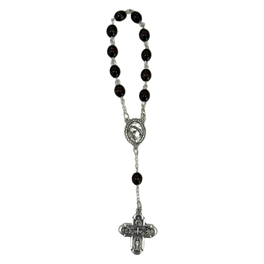 Wooden Queen of Peace Decade Rosary with Four Way Cross