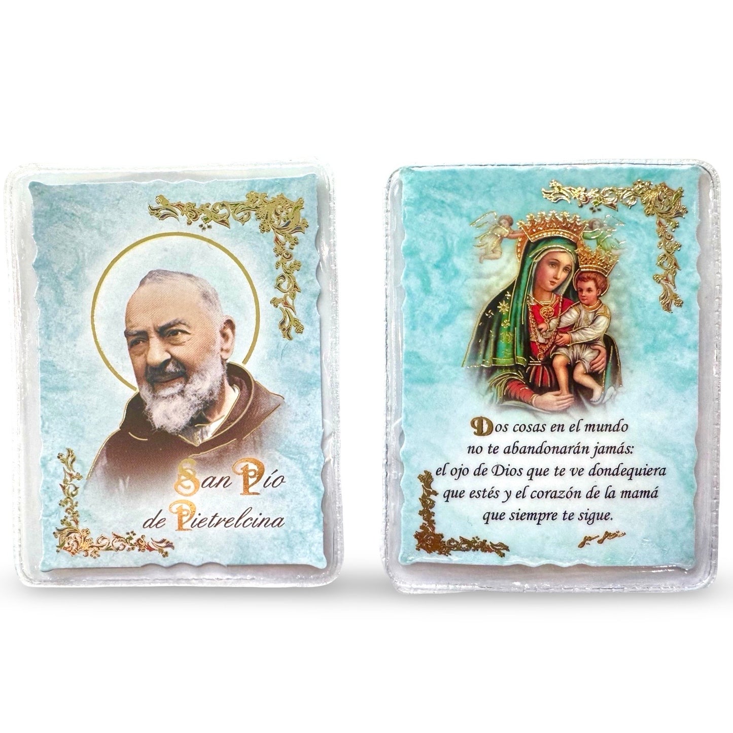 Oval Padre Pio Medal with Relic and Holy Card