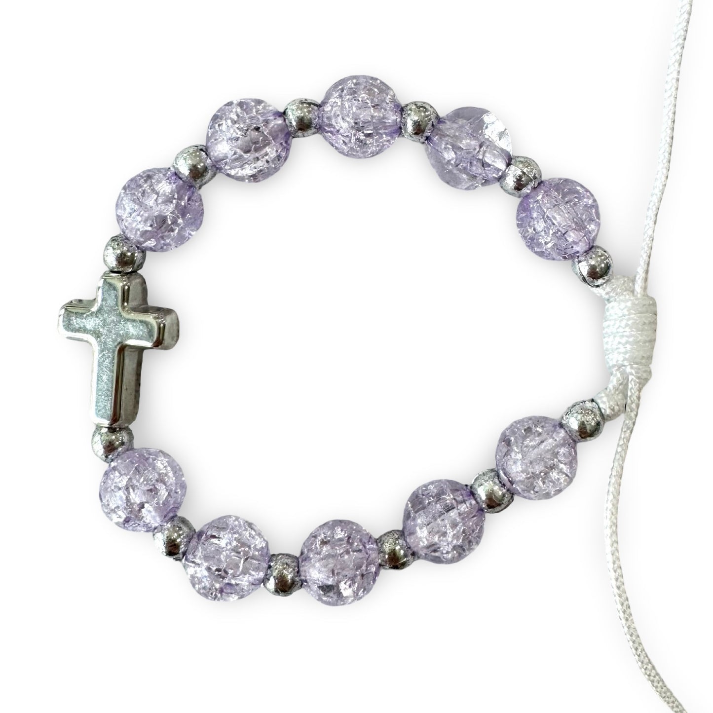 Sparkly Purple Crystal Decade Bracelet of Assorted Medals