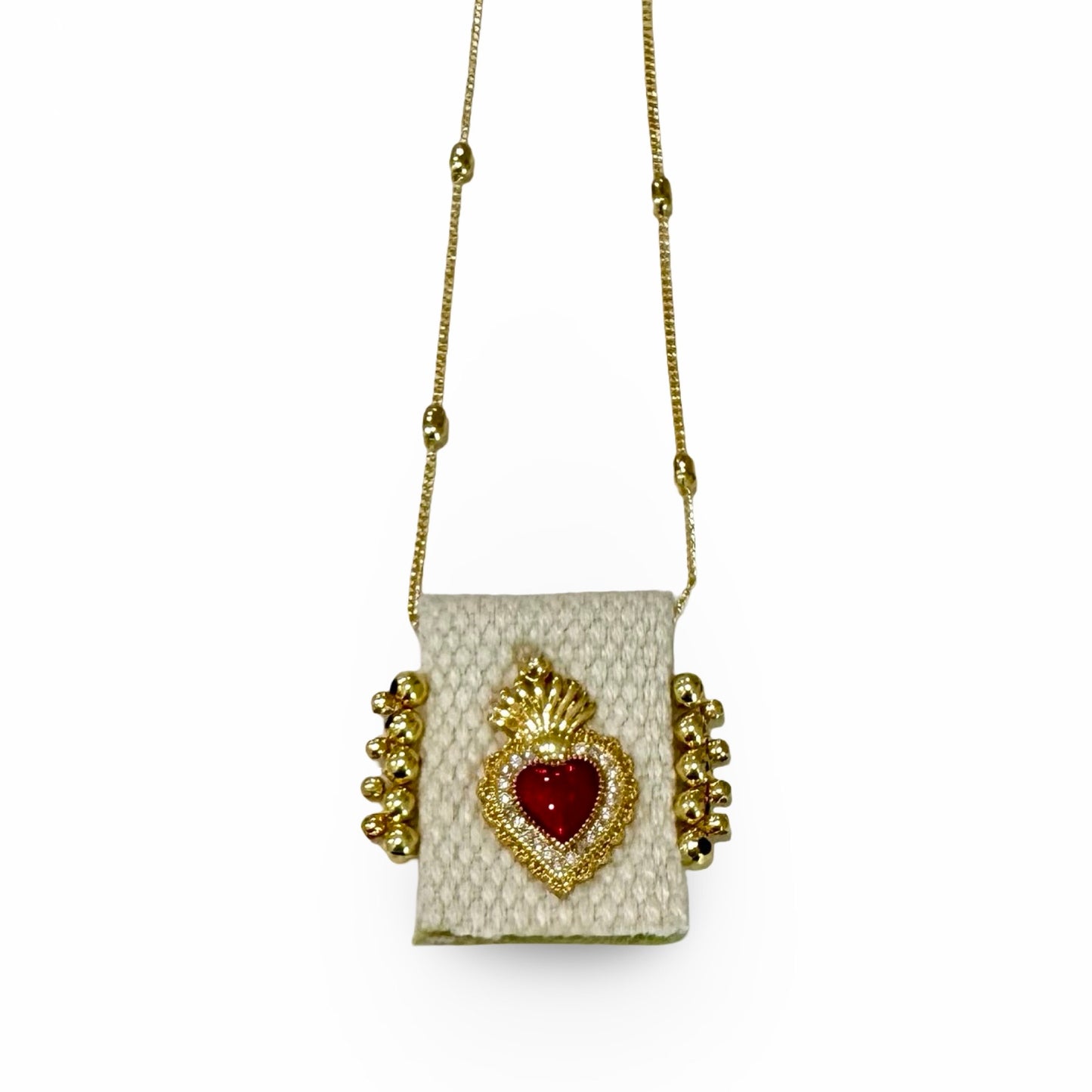 Woven Pendant with Sacred Heart Necklace
