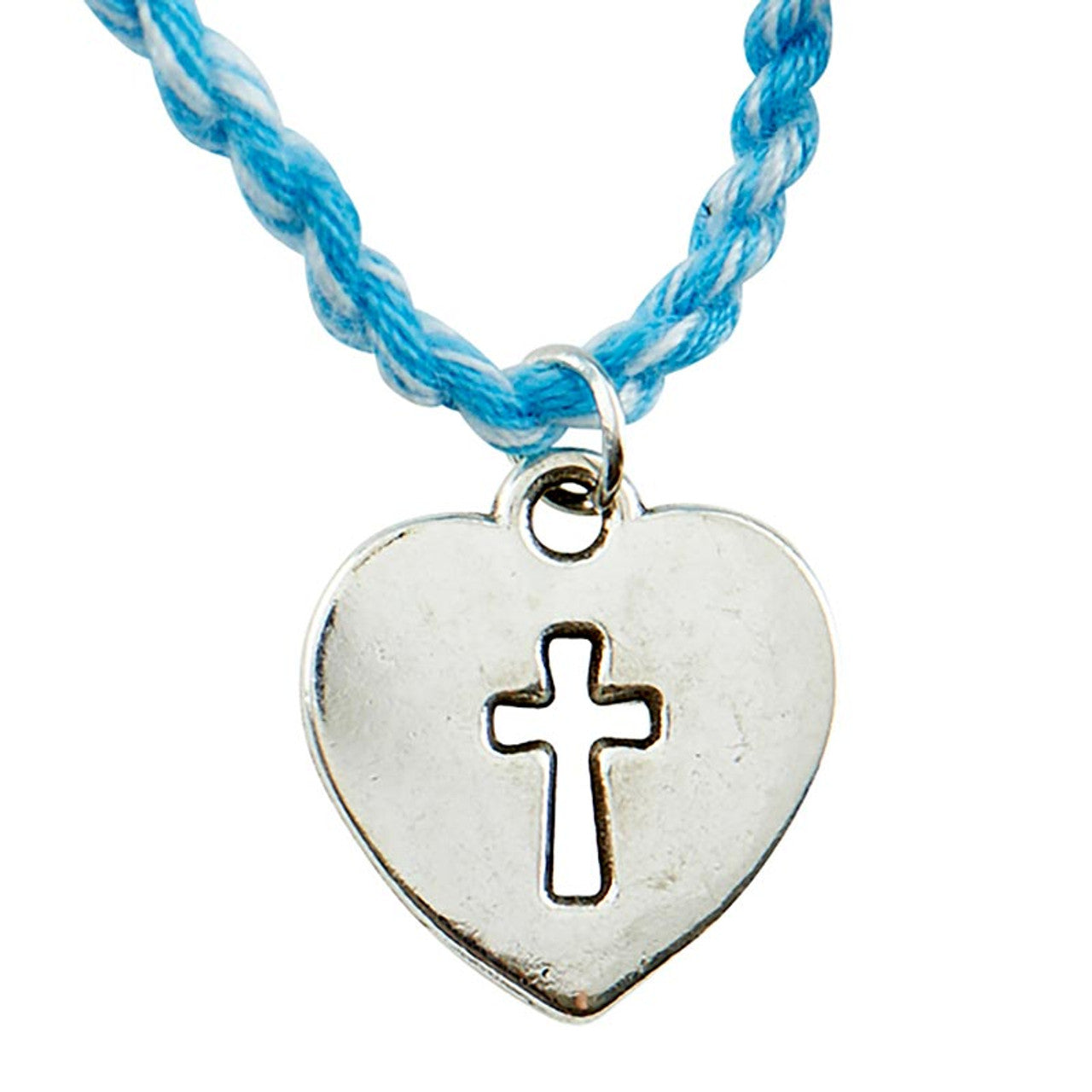 "Faith, Hope, & Love" Woven Adjustable Bracelet with Heart Charm