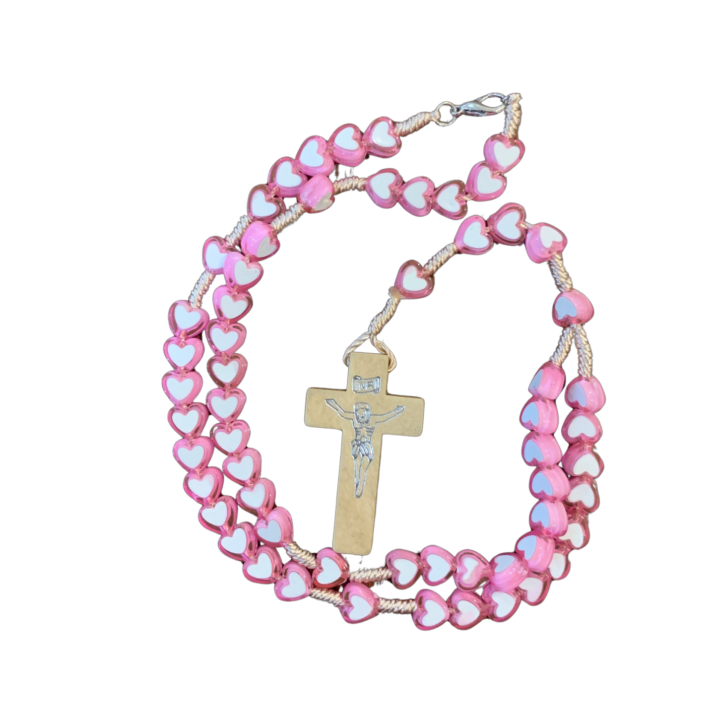 Fatima Heart Bead Children's Rosary Necklace
