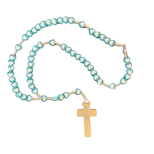 Fatima Heart Bead Children's Rosary Necklace