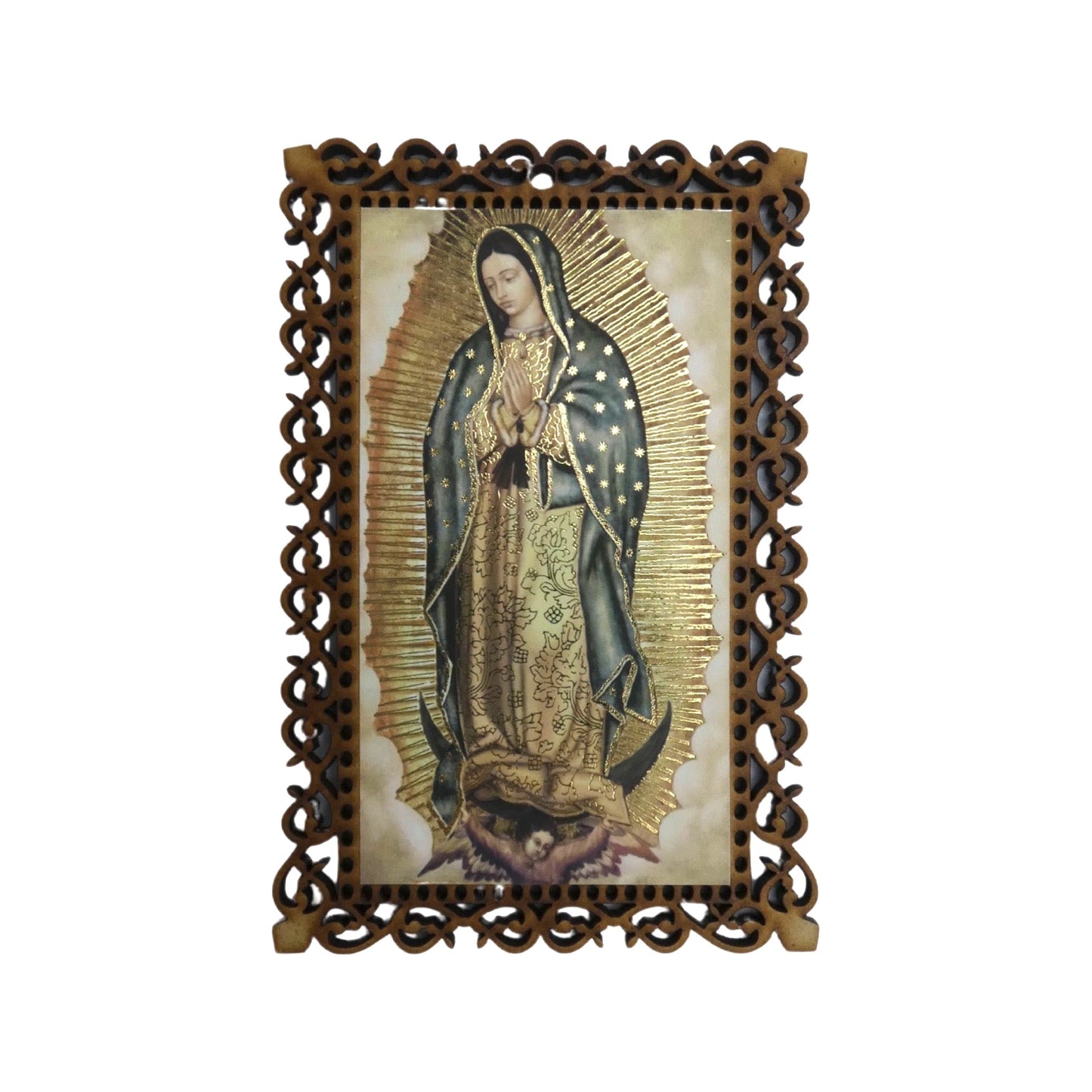 Wood Carved Classic Guadalupe Image