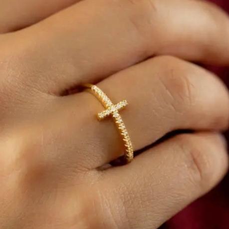 Sterling Silver Jeweled Cross Ring