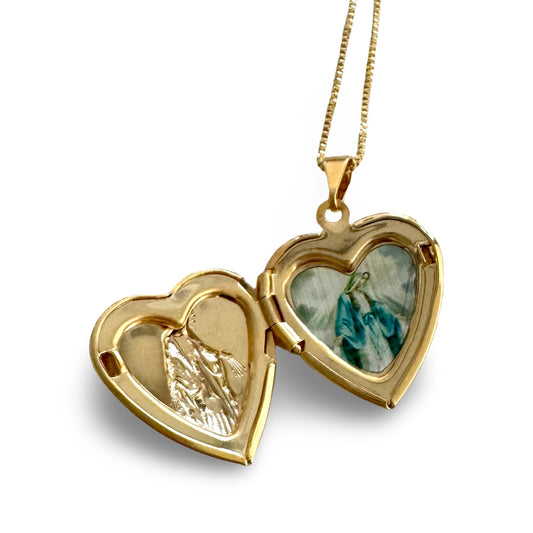 Gold Marian Locket Necklace