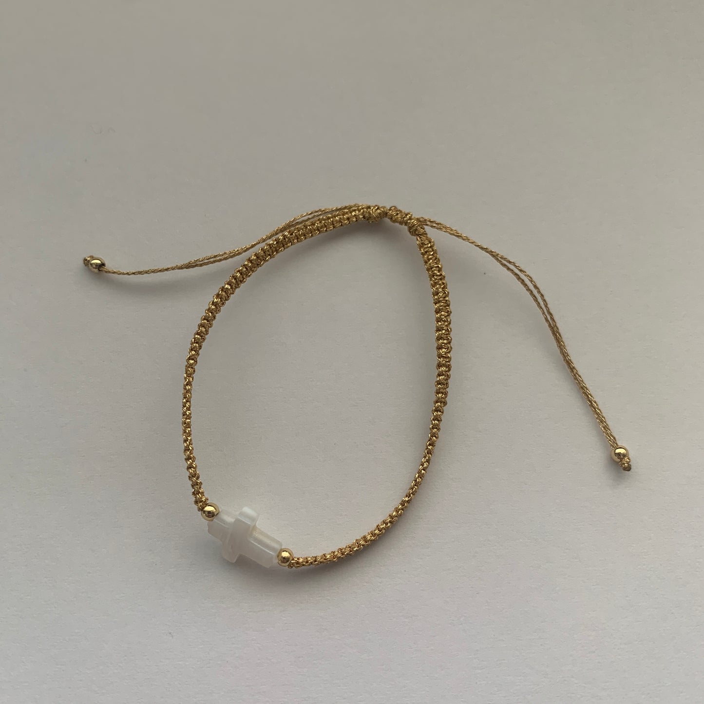 Mother of Pearl Cross Braided Bracelet