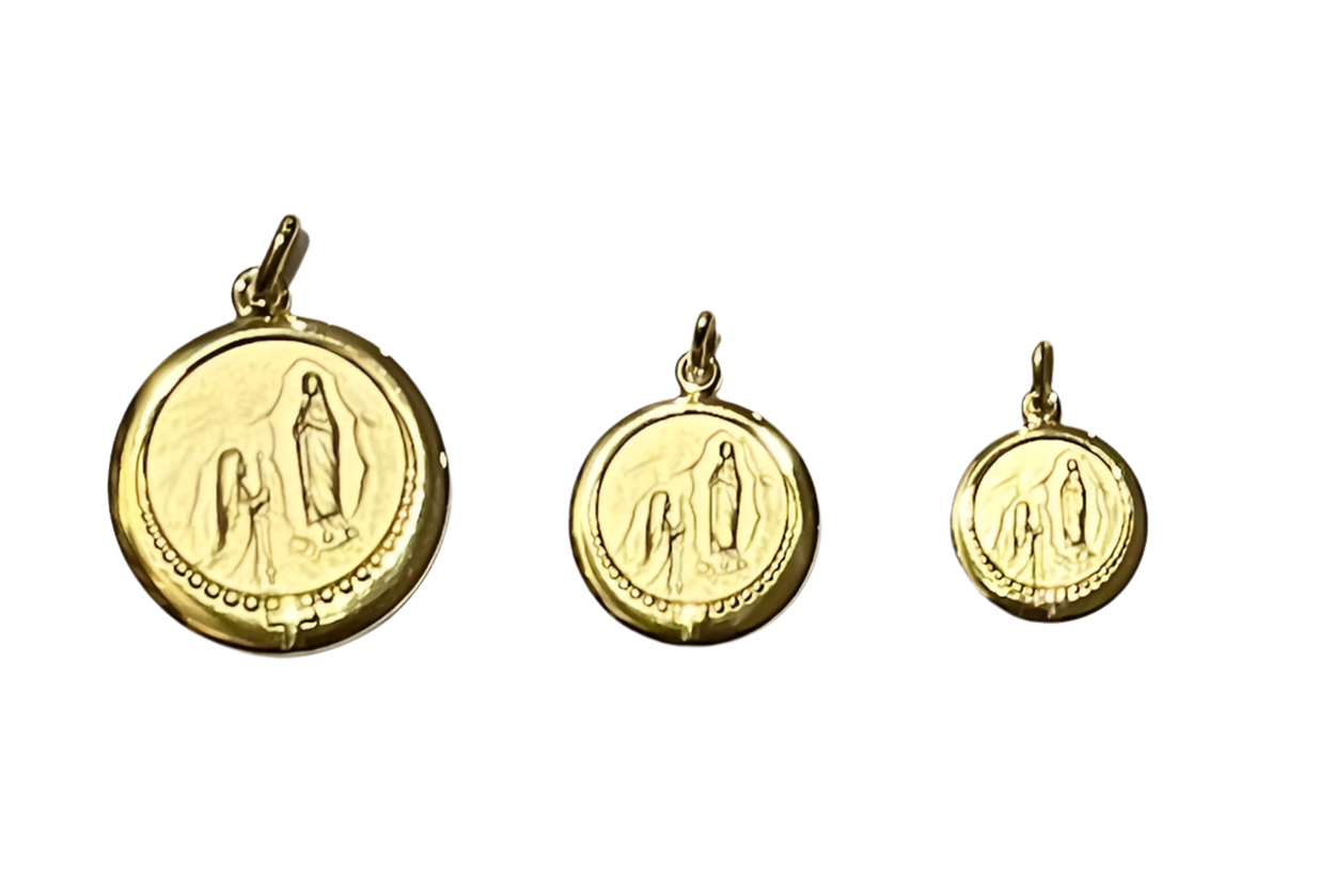 Gold Plated Lourdes Medal with Border