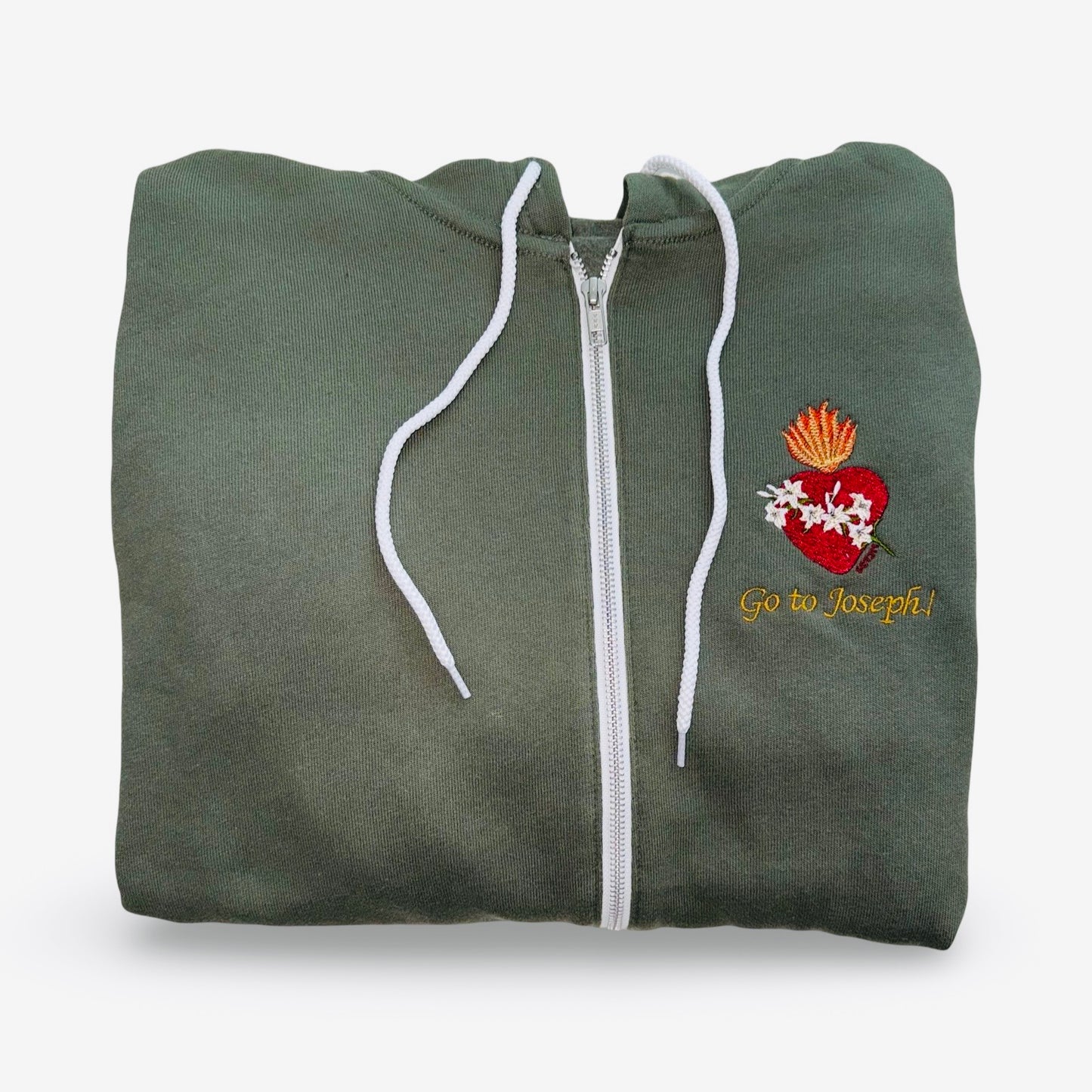 "Go to Joseph" Embroidered Zip-up Sweater by SCTJM