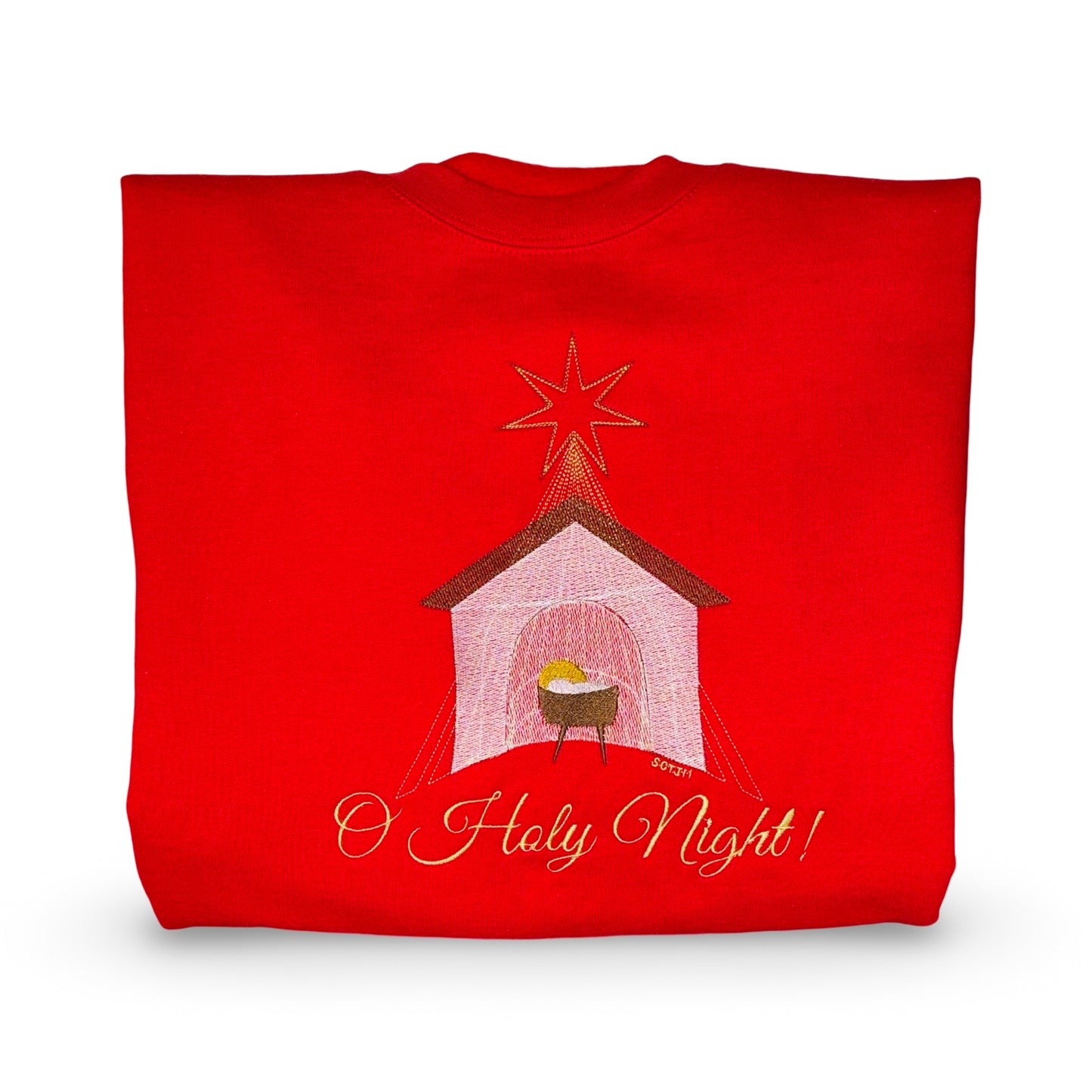 "O Holy Night" Embroidered Crewneck Sweater by SCTJM