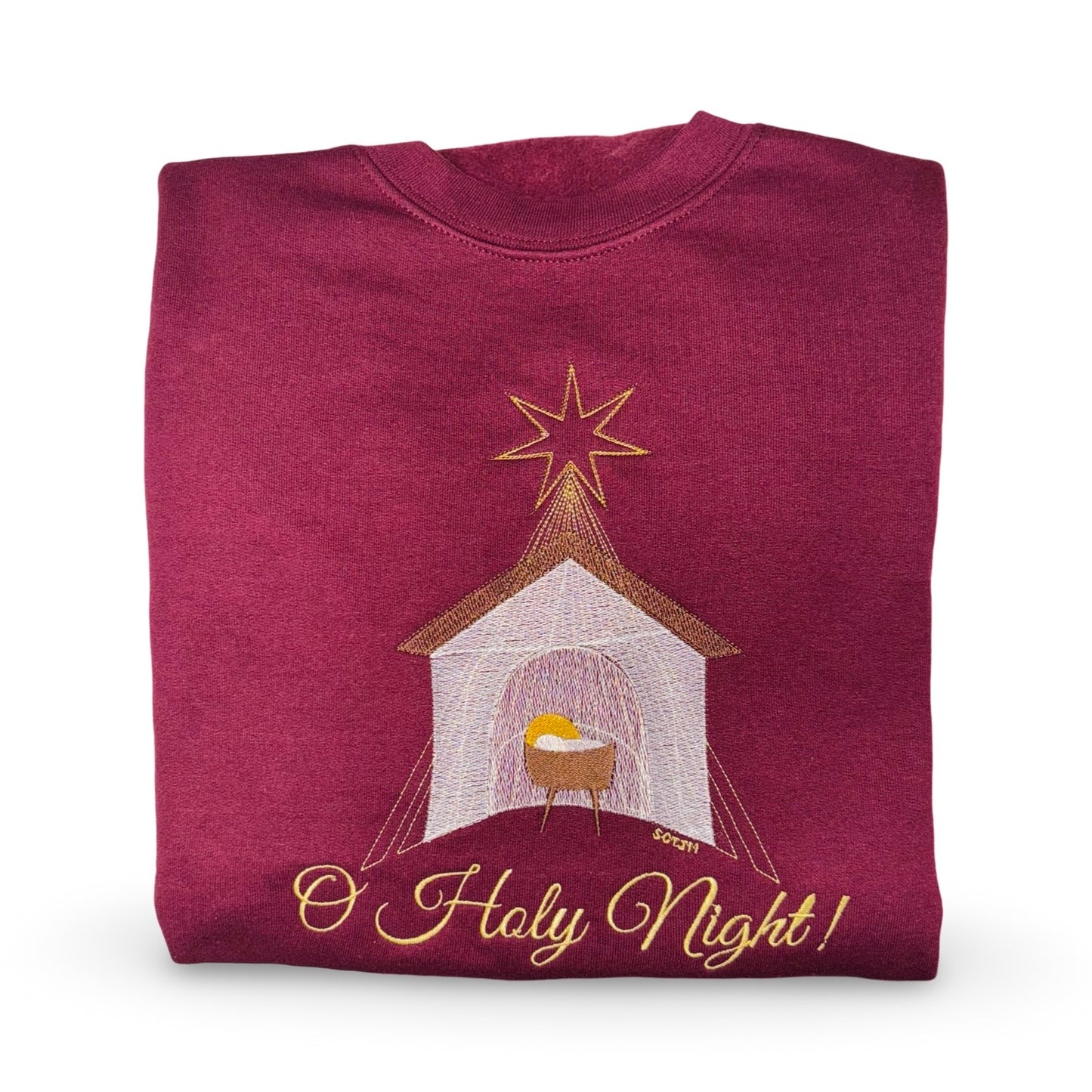 "O Holy Night" Embroidered Crewneck Sweater by SCTJM