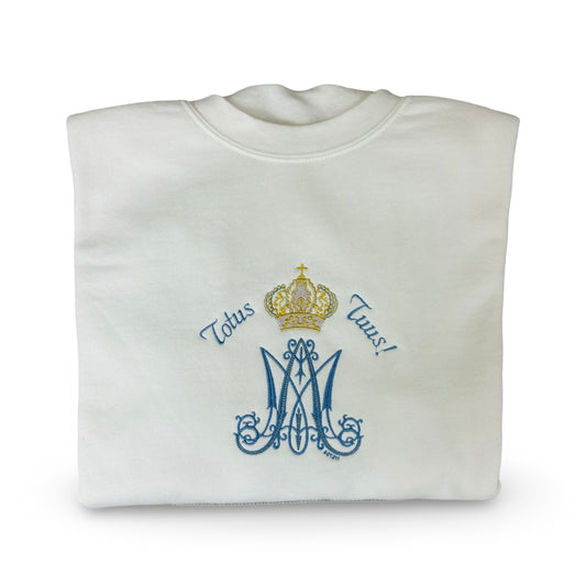 Totus Tuus “M” Marian Embroidered Crewneck Sweater by SCTJM