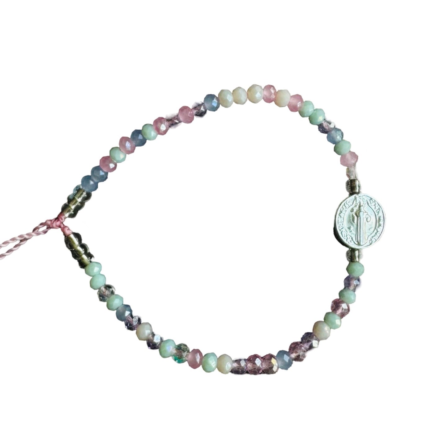 Mexican Bracelet of Assorted Colors with St. Benedict Medal