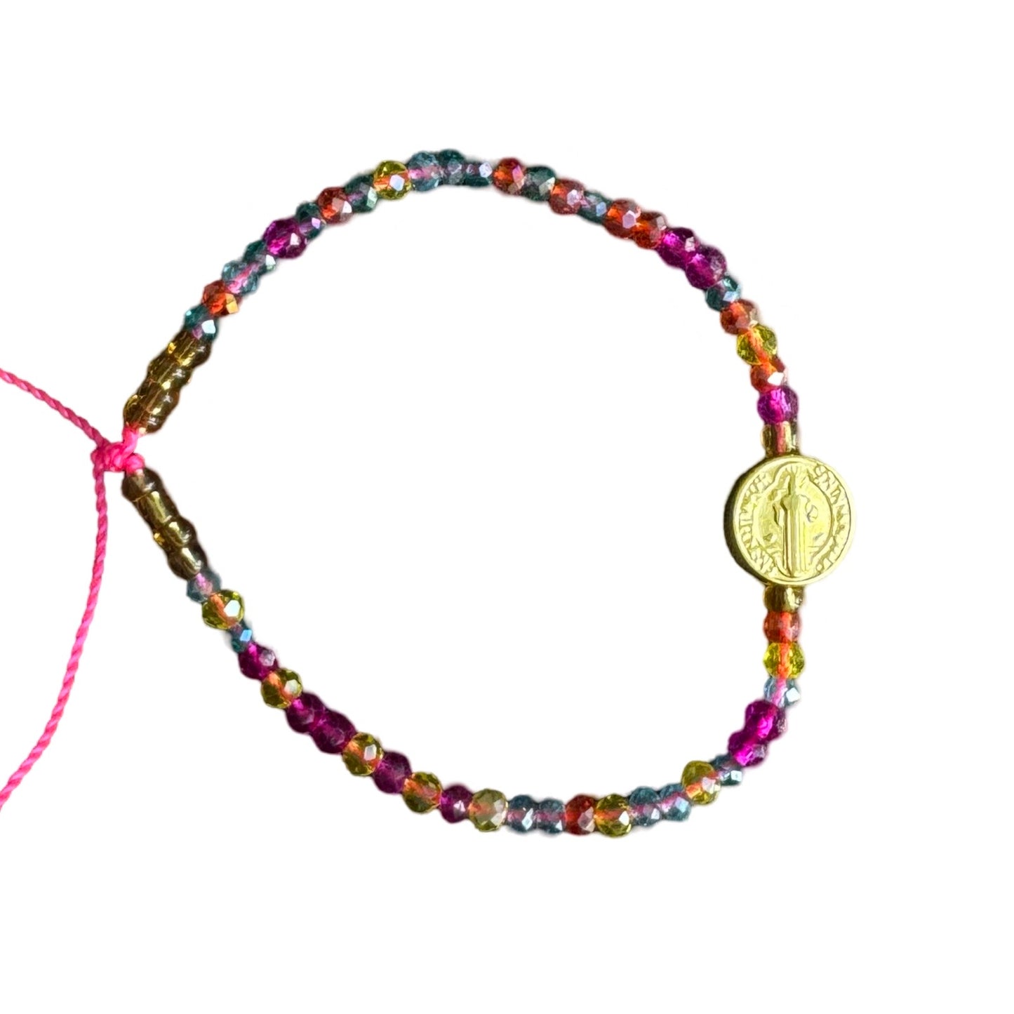 Mexican Bracelet of Assorted Colors with St. Benedict Medal