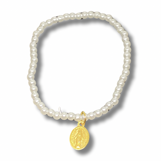 Pearl Miraculous Medal Bracelet