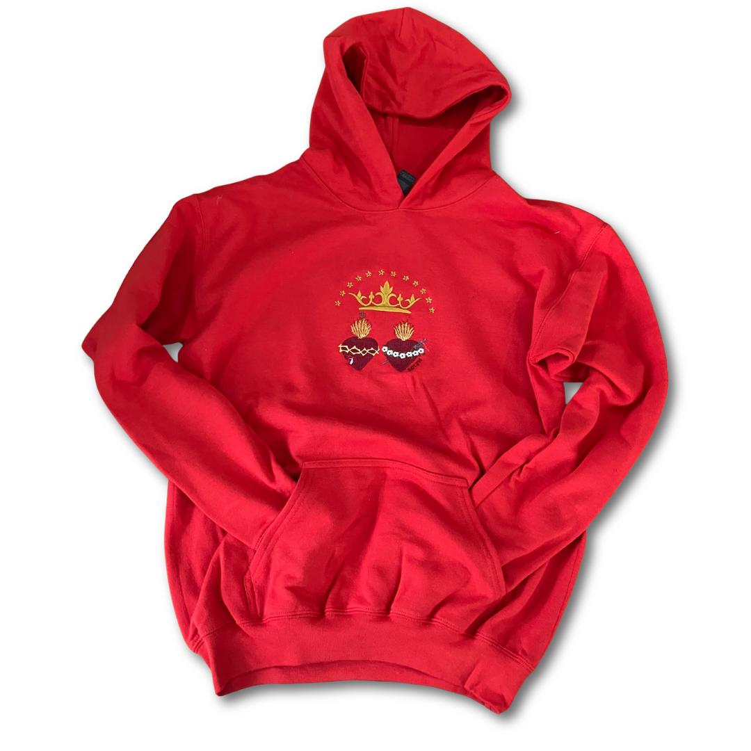 Two Hearts Embroidered Hoodies for Kids by SCTJM