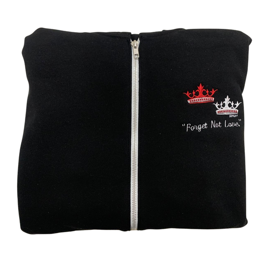 "Forget Not Love" Embroidered Zip-up Sweater by SCTJM
