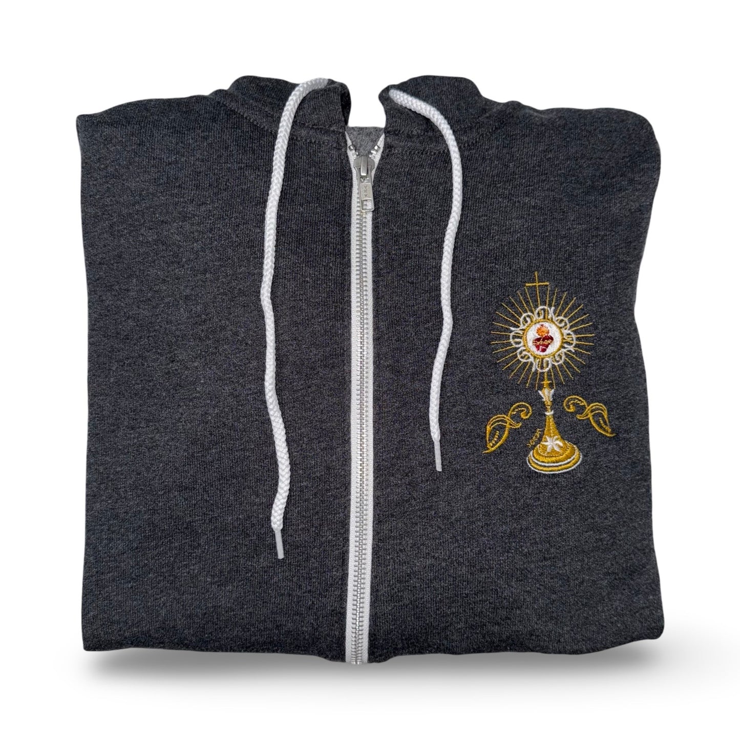 Sacred Heart Monstrance Embroidered Zip-up Sweater by SCTJM