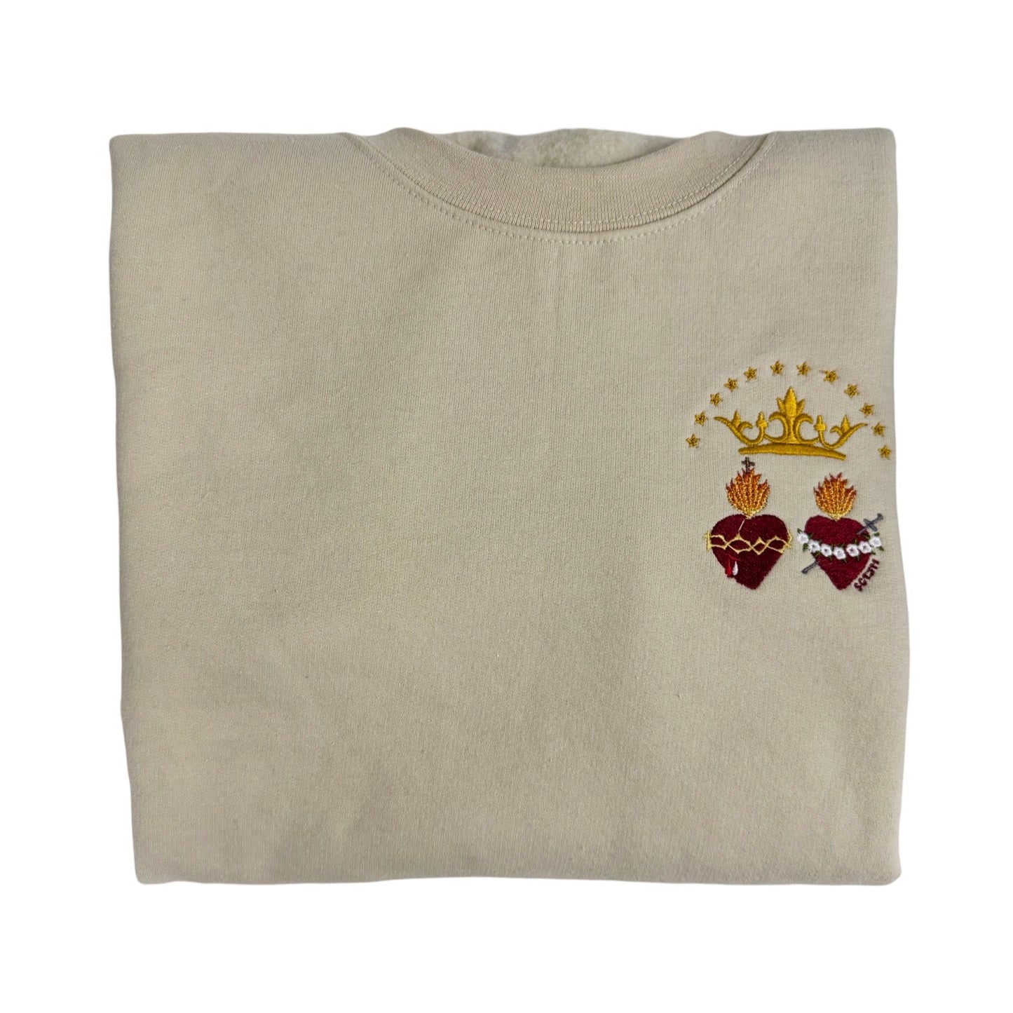 Two Hearts Embroidered Zip-up Sweater by SCTJM