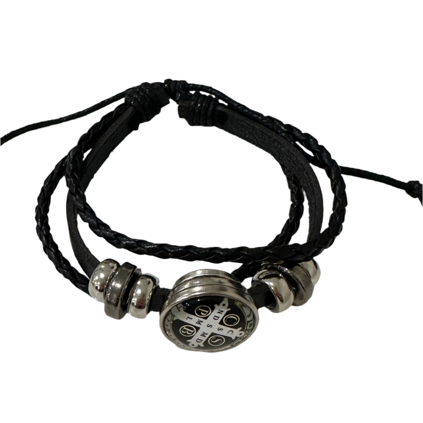 Imitation Leather Braided St. Benedict Bracelet